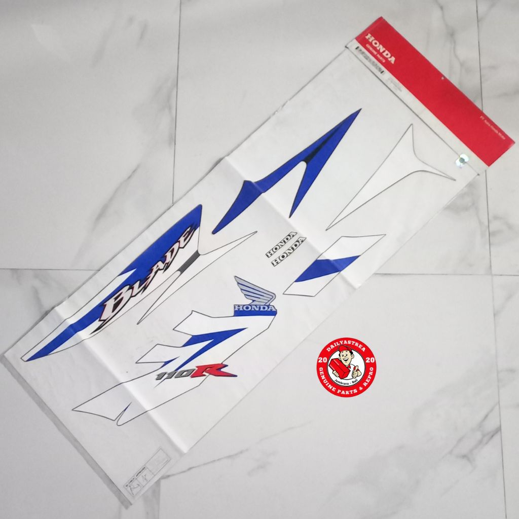 LIS STICKER STRIPING BODI BODY BIRU PUTIH HONDA BLADE 110 KARBU LAMA ORIGINAL AHM 871X0-KWB-920ZC
