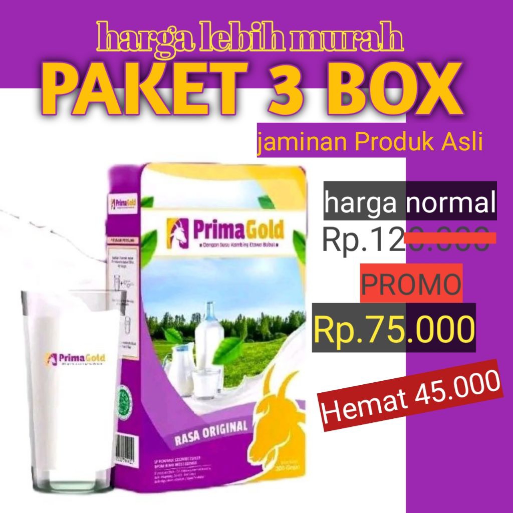 

PRIMA GOLD ORIGINAL susu kambing etawa bubuk asli untuk kesehatan tulang dan sendi osteoporosis minuman sehat pengganti kopi