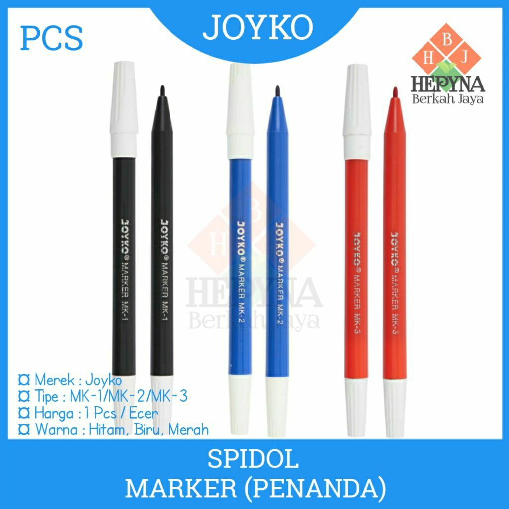 

Spidol/Marker(Penanda) Joyko MK-1 Hitam/MK-2 Biru/MK-3 Merah (SATUAN)