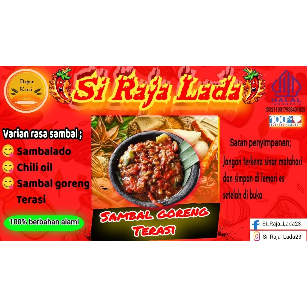 

SirajaladaVariansambal;sambalado,chilioil,dansambalteras.Beratisi-/+150gram