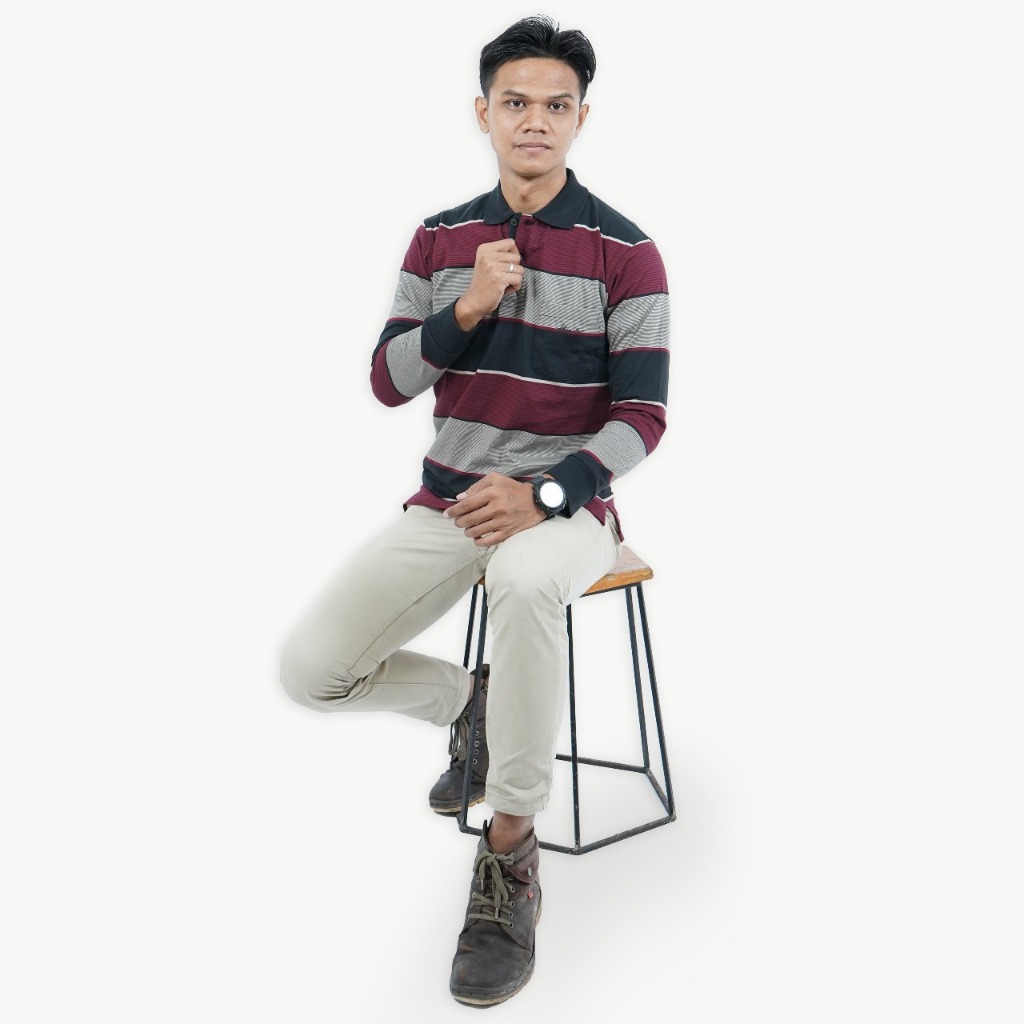 Hassenda Shawn Kaos Polo Pria Lengan Panjang Motif Salur Terbaru (2)