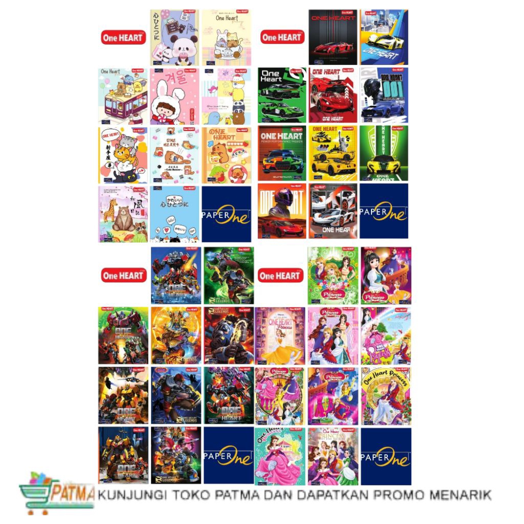 

PAPERONE ONE HEART BUKU TULIS 38 LEMBAR 1PAK ISI 10BUKU