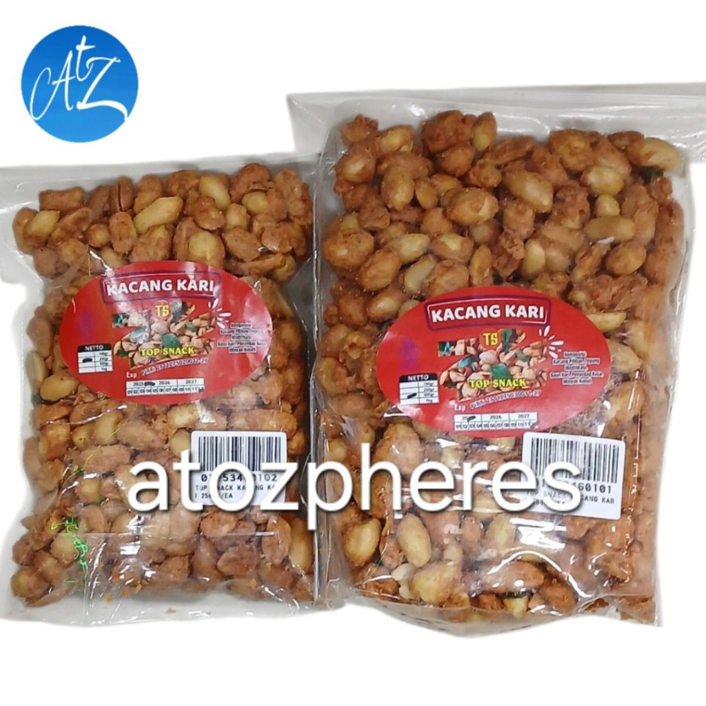

Cemilan snek makanan ringan halal MUI KACANG KARI TS TOP SNACK 250g 500g