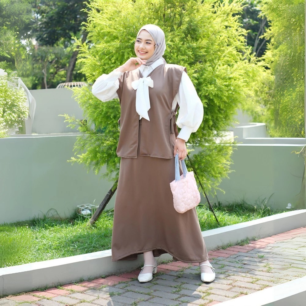 Mybamus Amari One Set Vest Skirt - Setelan Wanita Korean Style