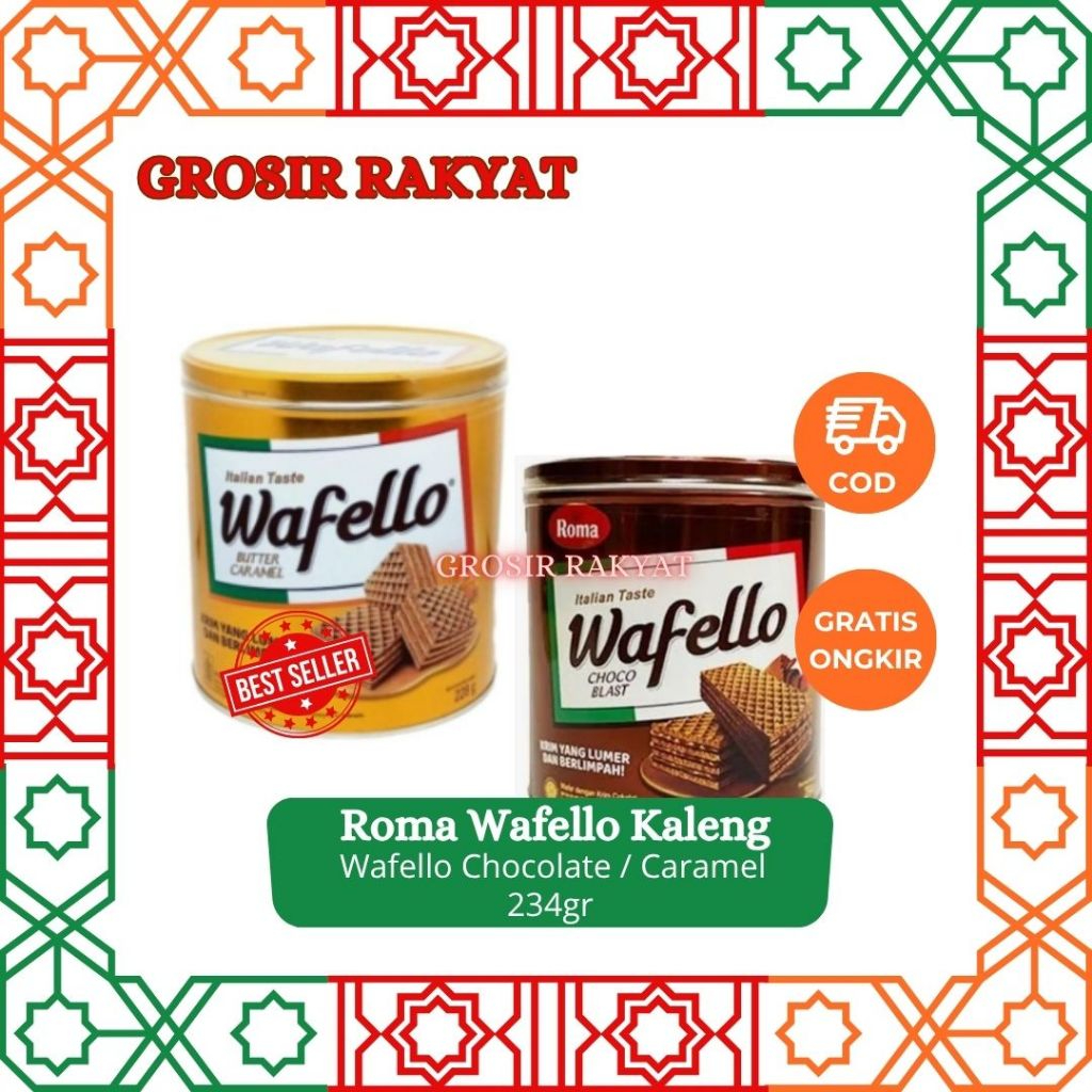 

Roma Wafello Chocolate / Caramel Kaleng 234gr