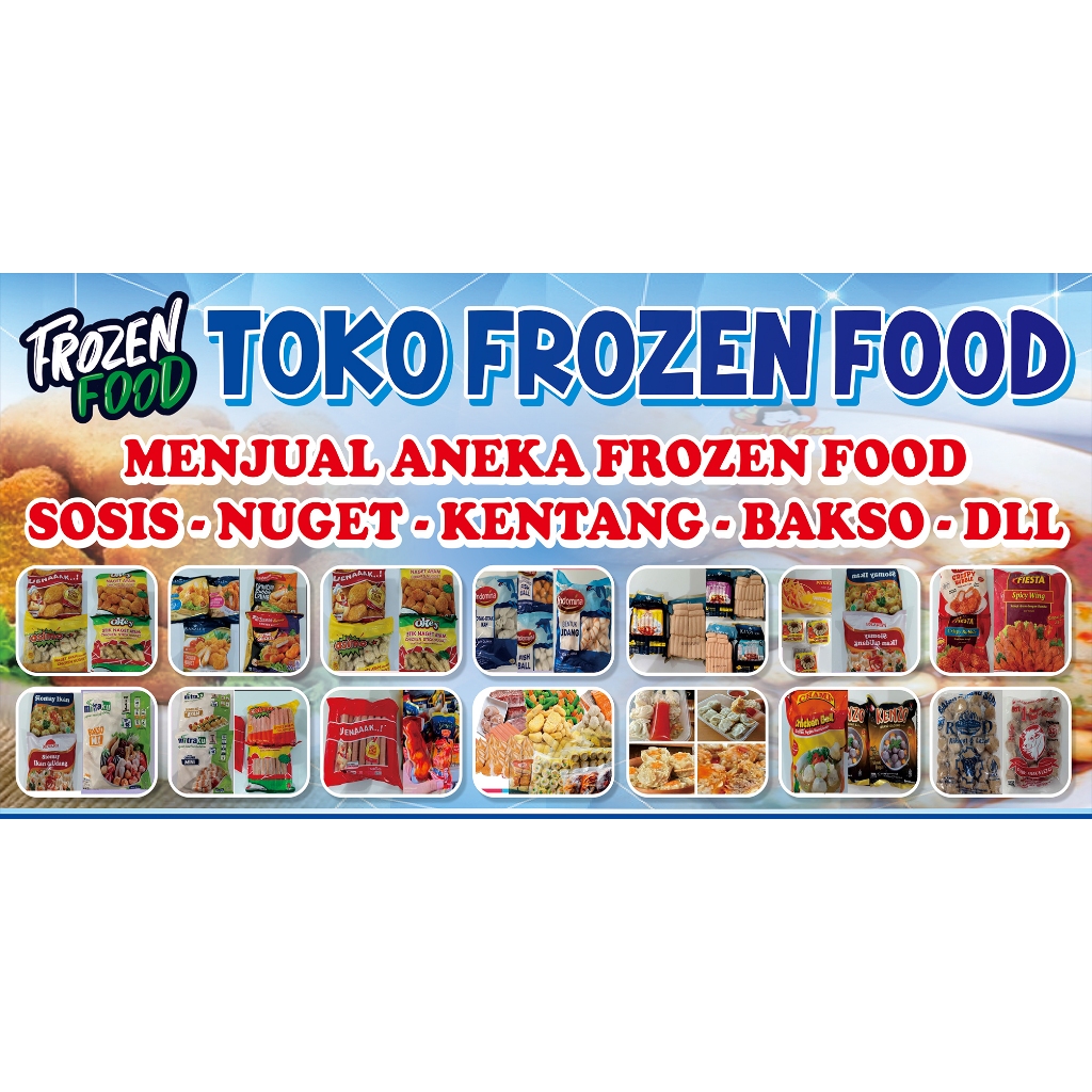 Spanduk Banner Jualan Frozen Food, spanduk Jual makanan Beku