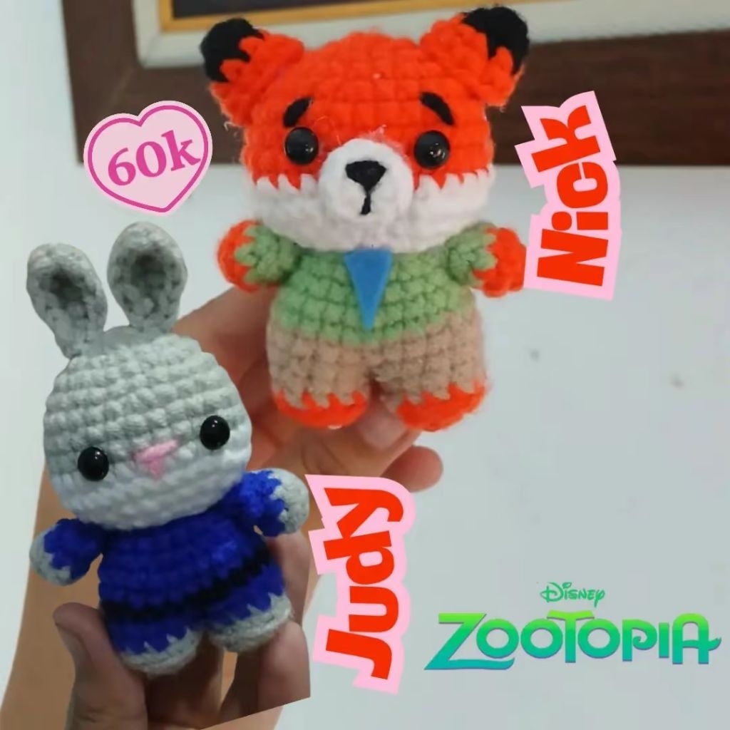 GANTUNGAN KUNCI ZOOTOPIA| GANTUNG KUNCI AESTHETIC | BONEKA RAJUT