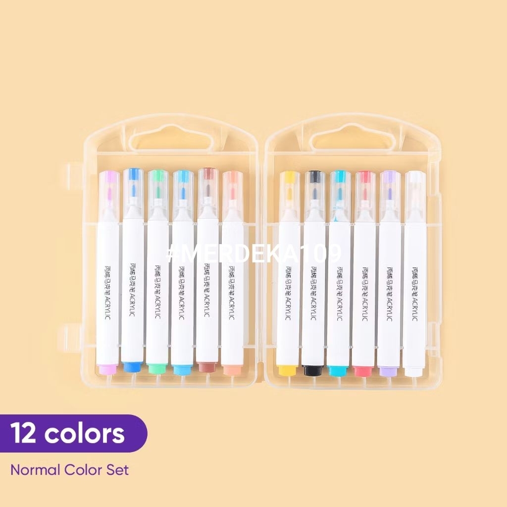 

Acrilyc Markers Sett Spidol 12 Warna G-AM-Bs