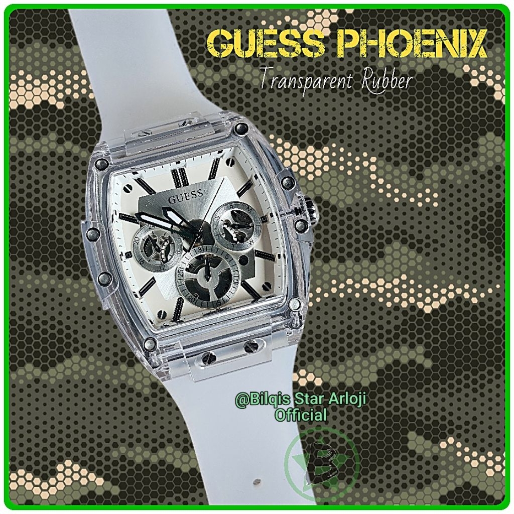 Jam Tangan Guess Phoenix Kotak GW0203 Pria Tali Karet Original