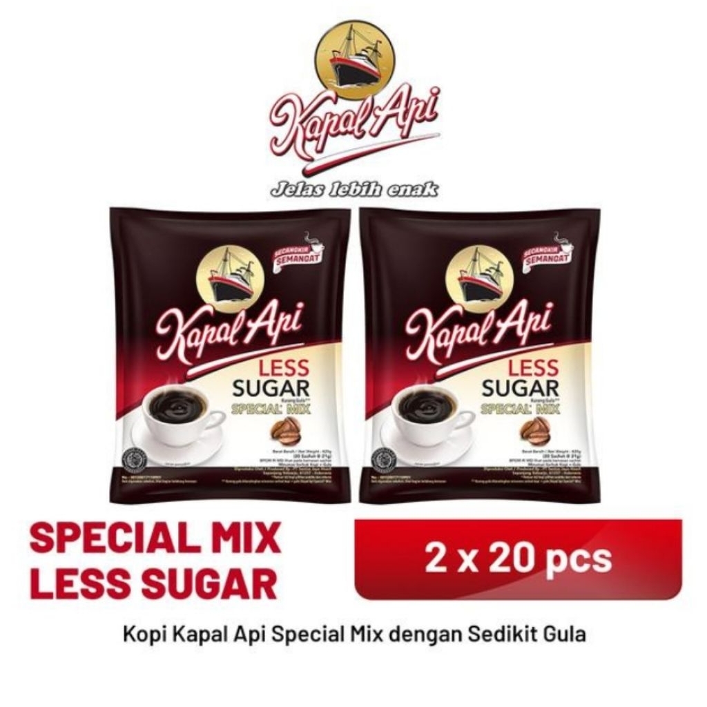 

Kapal Api Special Mix Less Sugar 2 Bag ( 20 x 21)