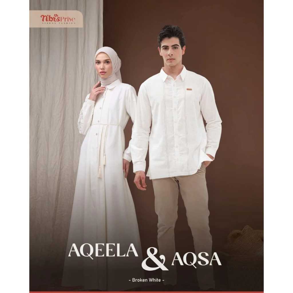 NIBRAS COUPLE GAMIS KOKO AQEELA AQSA NIBRAS WARNA PUTIH