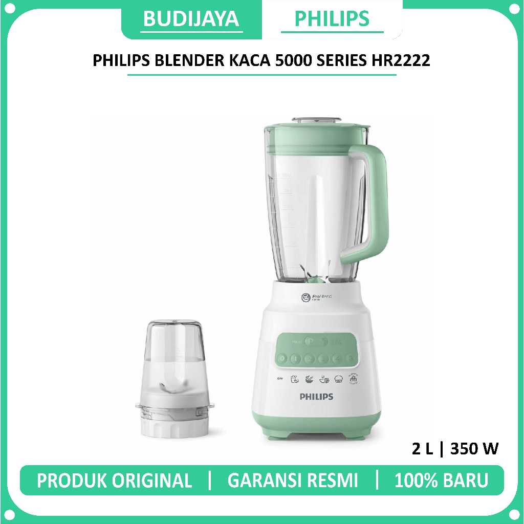 Blender Philips Kaca 2 liter - 5000 Series HR2222 - Blender jus - Blender bumbu philips - Dry Mill -