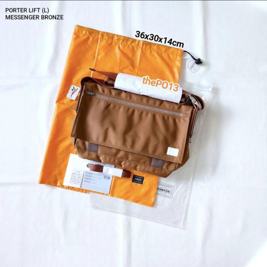 PORTER YOSHIDA LIFT MESSENGER BAG (L) BRONZE AUTHENTIC 100% BNWT