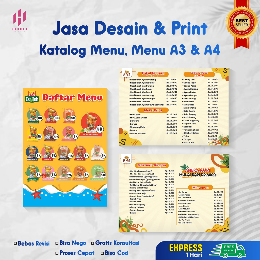 JASA DESAIN GRAFIS & PRINT, DESAIN MENU, KATALOG MENU, MENU A4, MENU A3 DAN LAINNYA