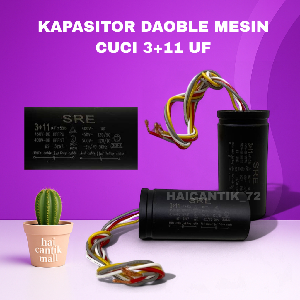 KAPASITOR MESIN CUCI 11 - 3 MIKRO CAPASITOR MESIN CUCI SHARP 11 + 3 MICRO