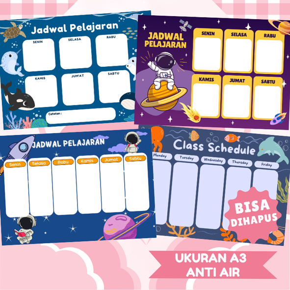 

[DOKI] Jadwal Pelajaran Sekolah Bisa Dihapus Class Schedule Ukuran A3 Anti Air FREE SPIDOL