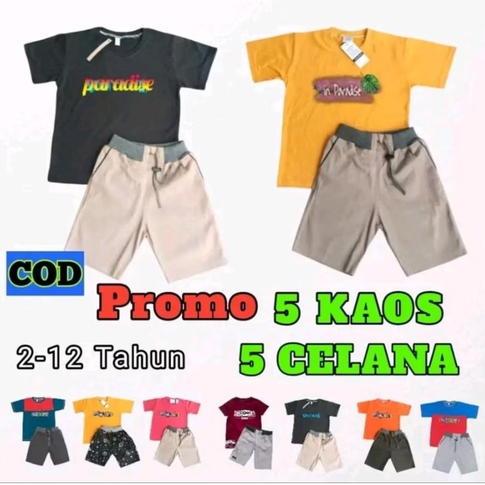 PROMO Setelan 90 ribu dapat 5 kaos + 5 celana