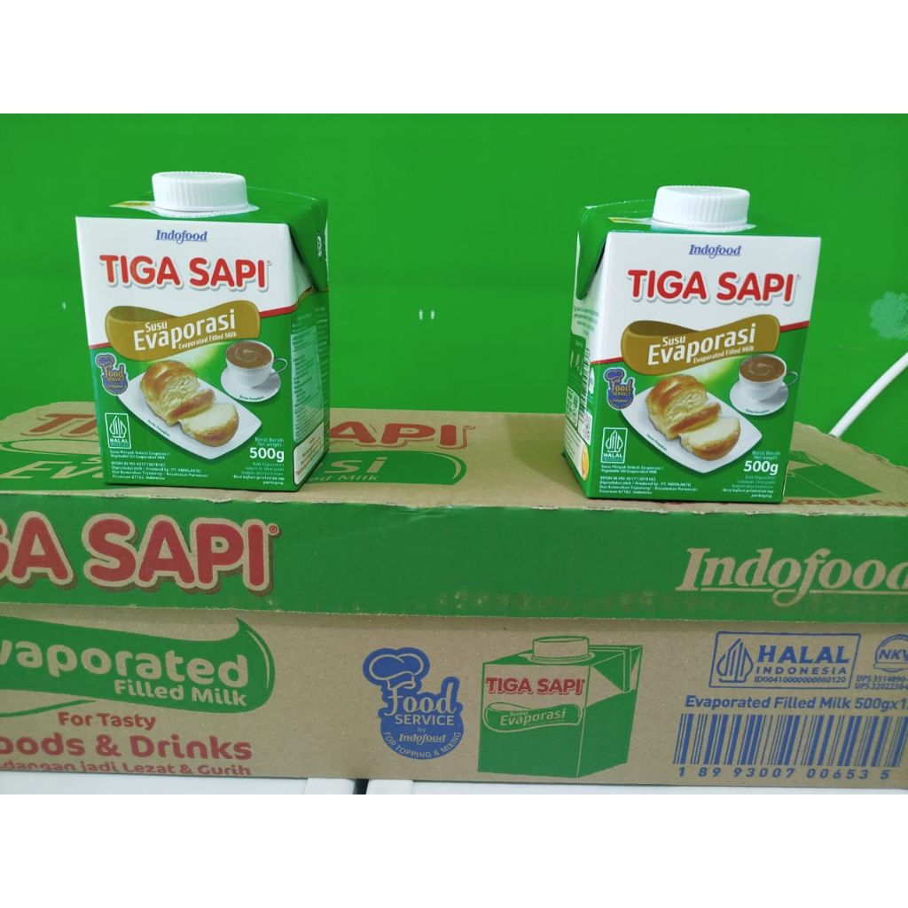 

Indofood Tiga Sapi Susu Evaporasi Kemasan 500gram I Jual Per Carton/dus