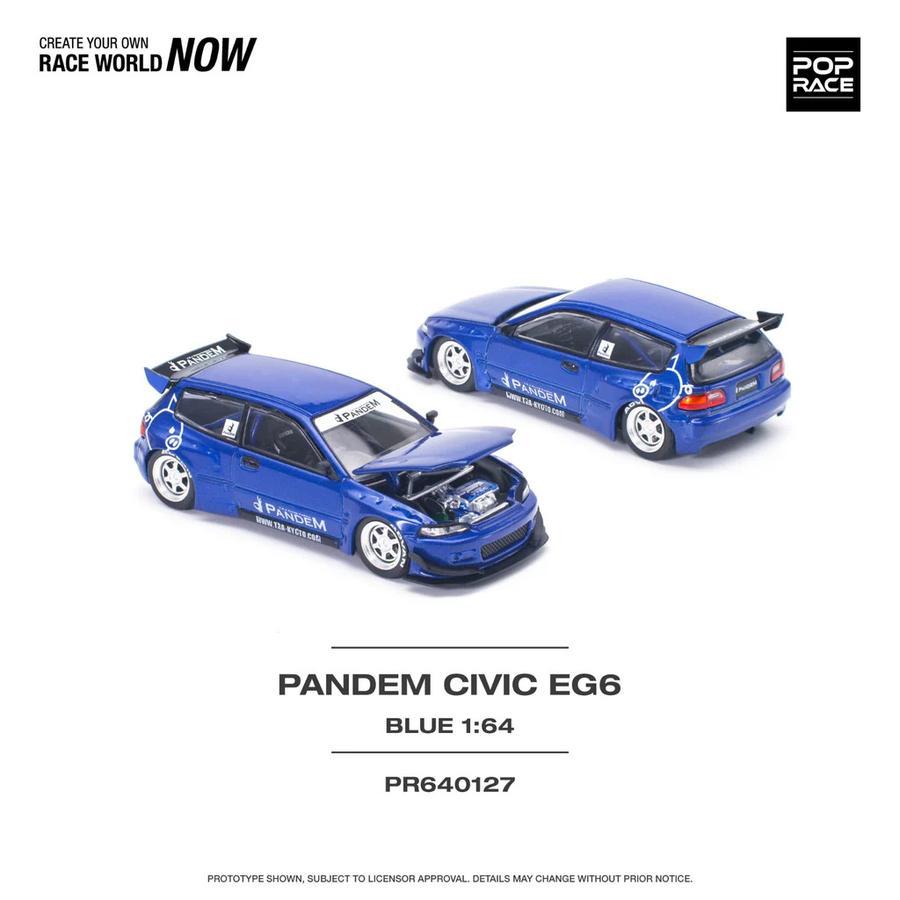 Pop Race Pandem Honda Civic EG6 Metallic Blue biru Hatchback PR64-127 Mini Scale Diecast