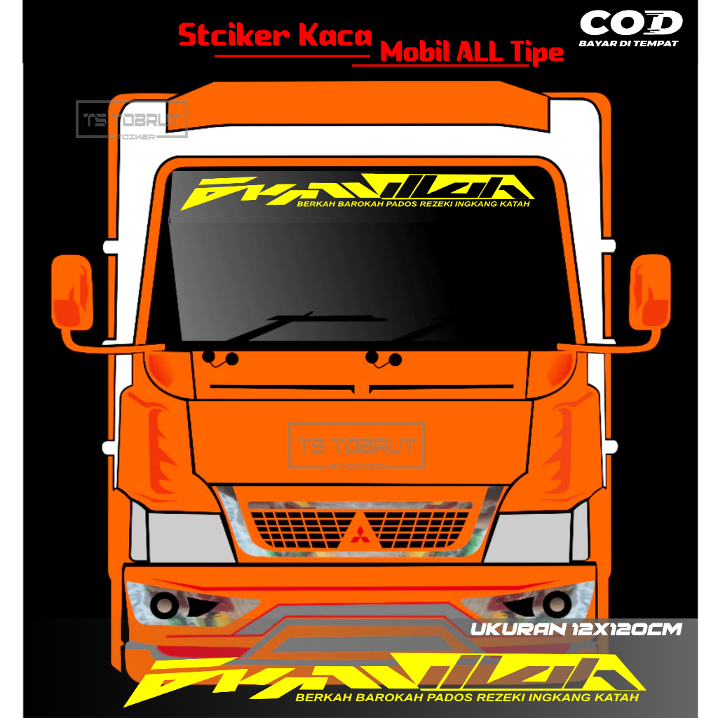 STIKER KACA TRUCK bismilah cuting stiker bismilah kaca depan truck uevesal berkah barokah pados reje