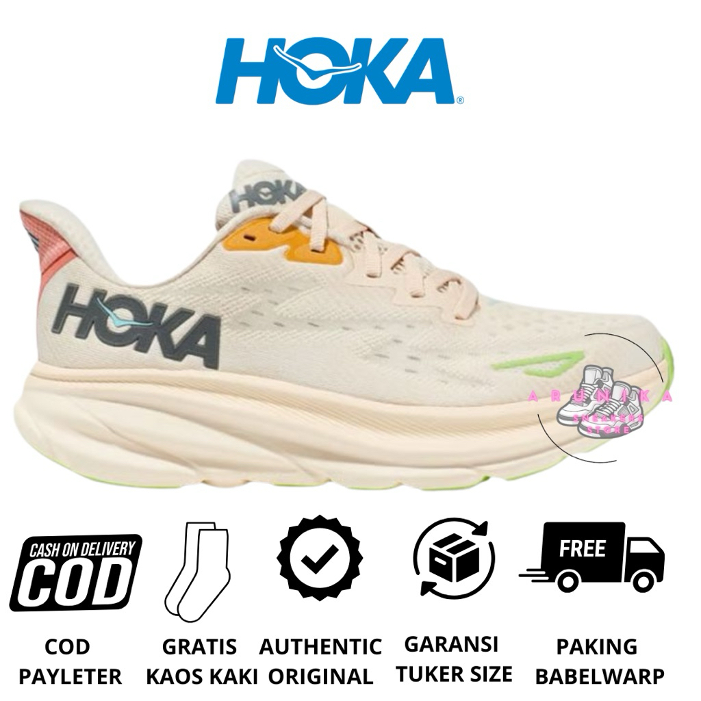 Sepatu Running Hoka Original Hoka Clifton 9 Vannila astral