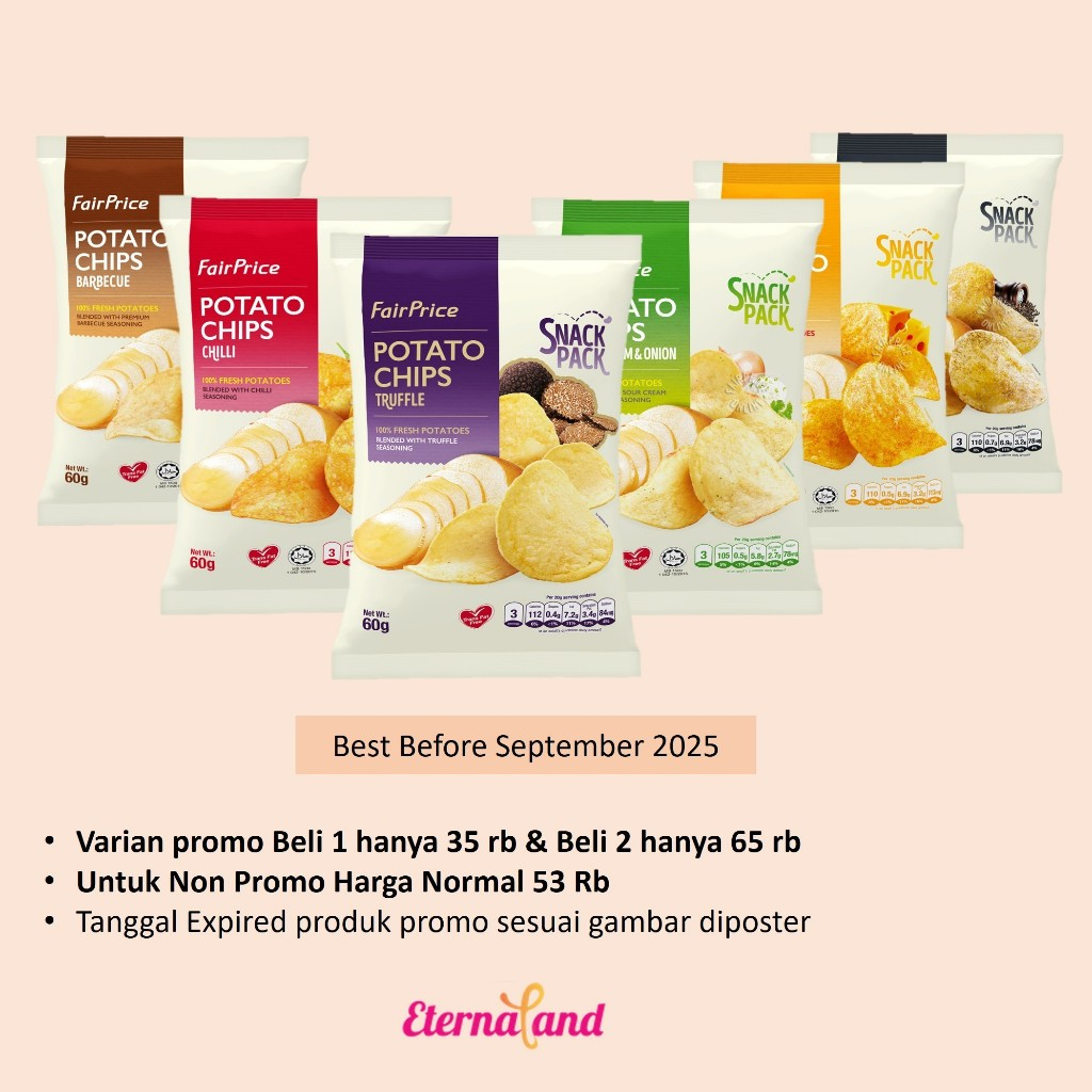 

FairPrice Potato Chips - cemilan keripik kentang impor SG