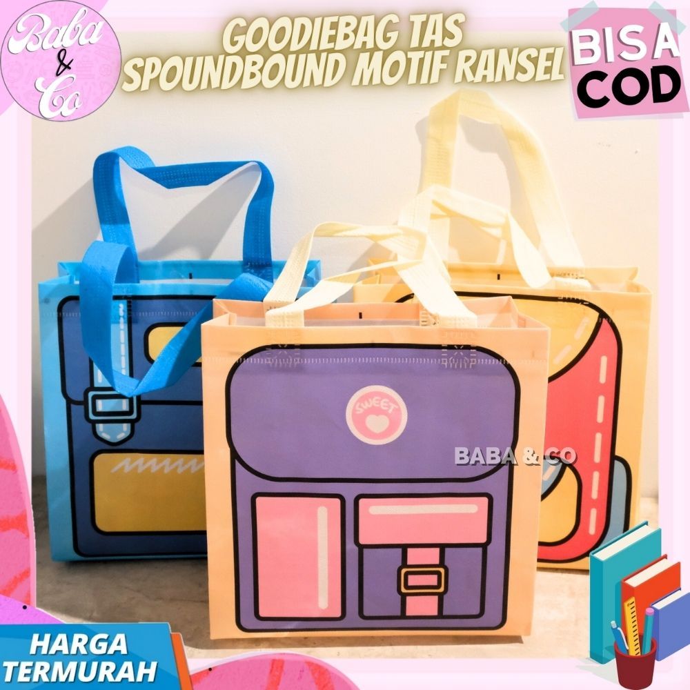

GOODIEBAG TAS SPOUNDBOUND MOTIF RANSEL KANTONG HADIAH ULANG TAHUN MOTIS RANSEL LUCU UNIK IMUT TAS SPOUNBOUND RANSEL GOODIEBAG SPUNBON MOTIF RANSEL TAS HADIAH RANSEL