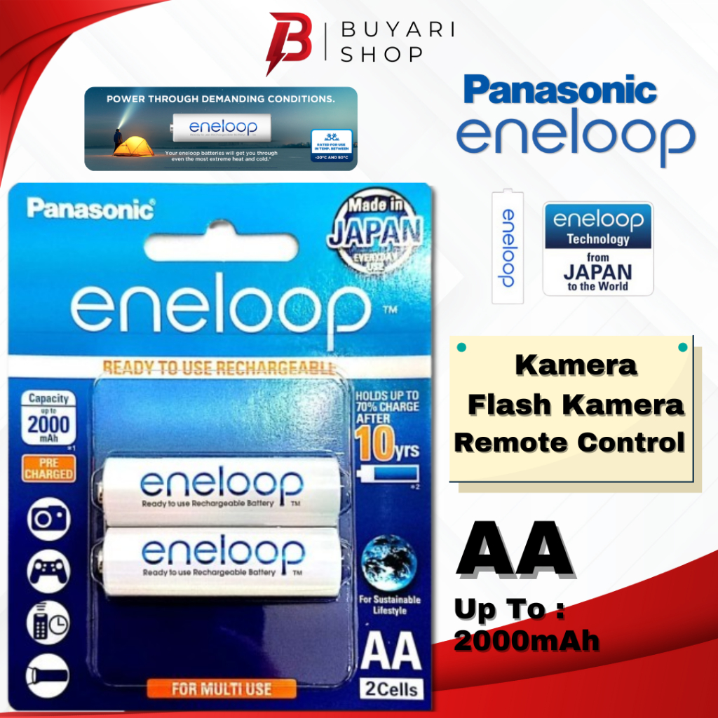Baterai Panasonic Eneloop AA ORIGINAL Batre Cas AA A2  Eneloop Rechargeable Battery 1900 mAh