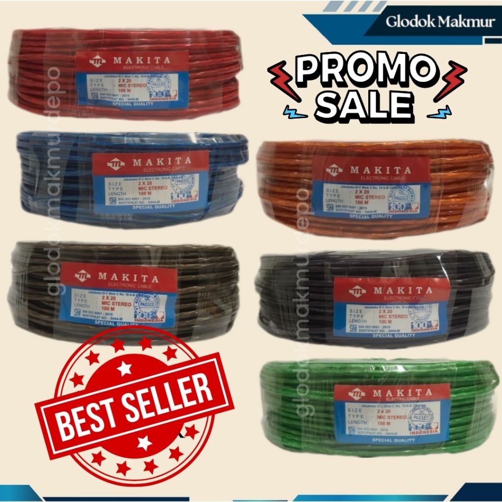 CABLE KABEL MIC (2X20) STEREO MAKITA TRANSPARAN 100METER