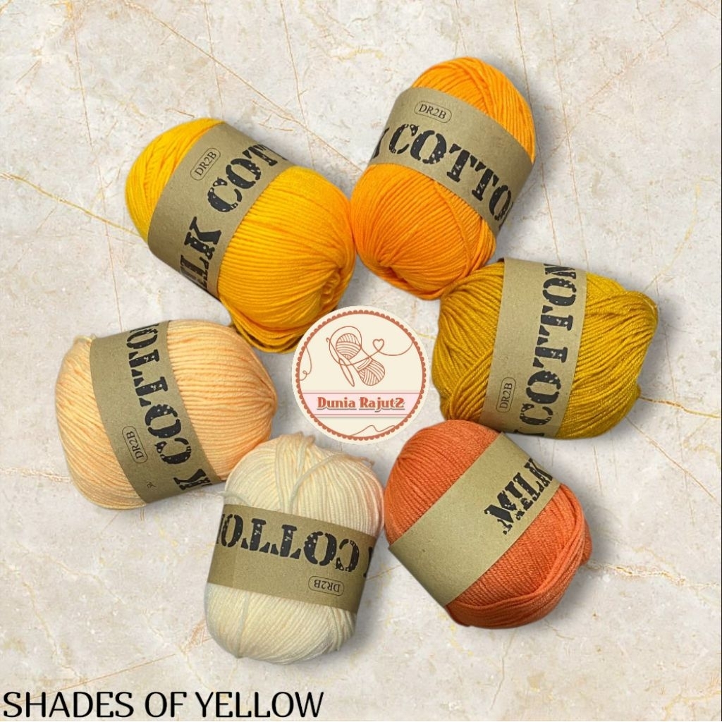 Benang Rajut Import Milk Cotton 3 Ply- SHADES OF YELLOW