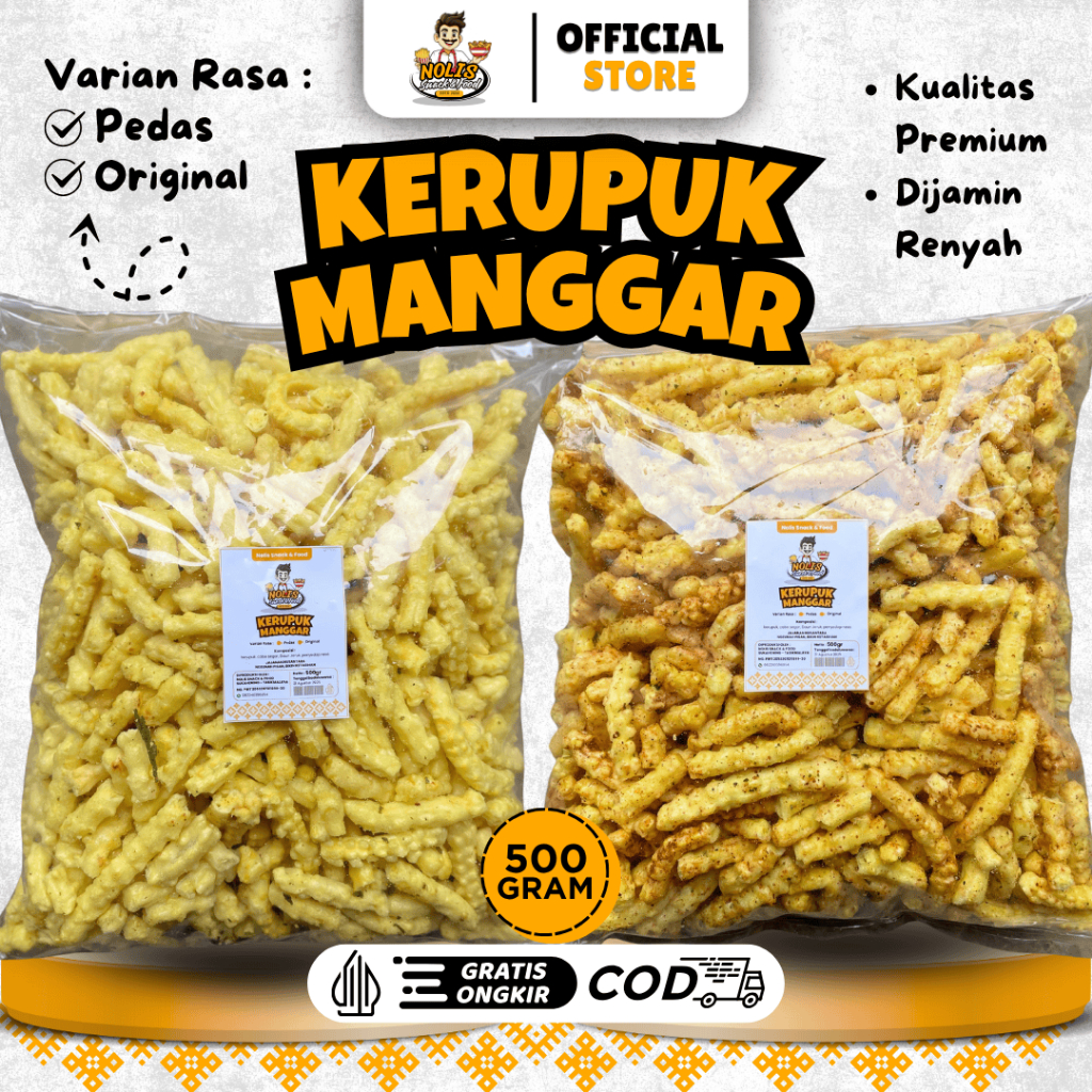 

Kerupuk Manggar Gurih Pedas Daun Jeruk 500gram // Kerupuk Jaat // Jajanan Jadul Nolis Snack