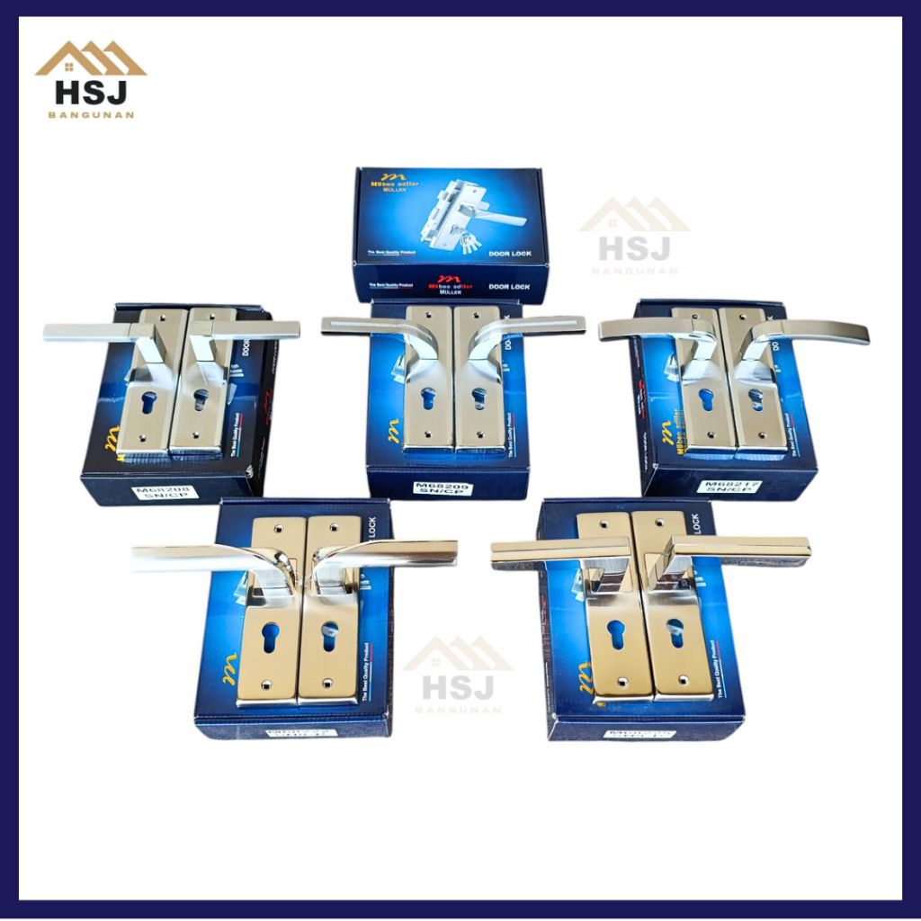 Handle Gagang Pintu Kunci Rumah Tanggung Stainless Set Muller