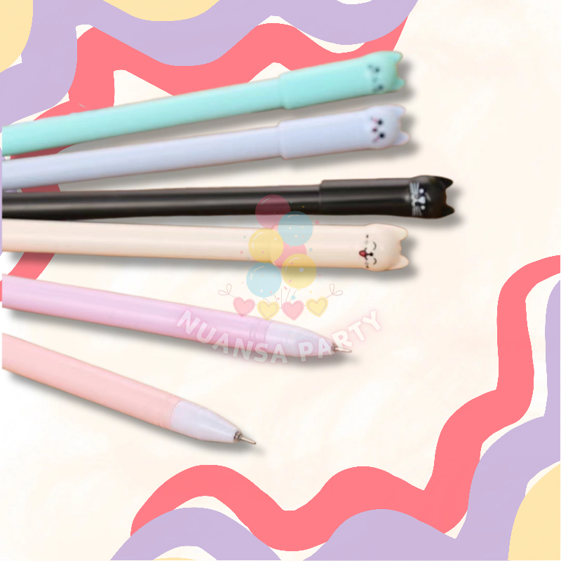 

NP • Pen Karakter Gel Lucu Pastel Kucing 0.5 mm Alat Tulis Sekolah