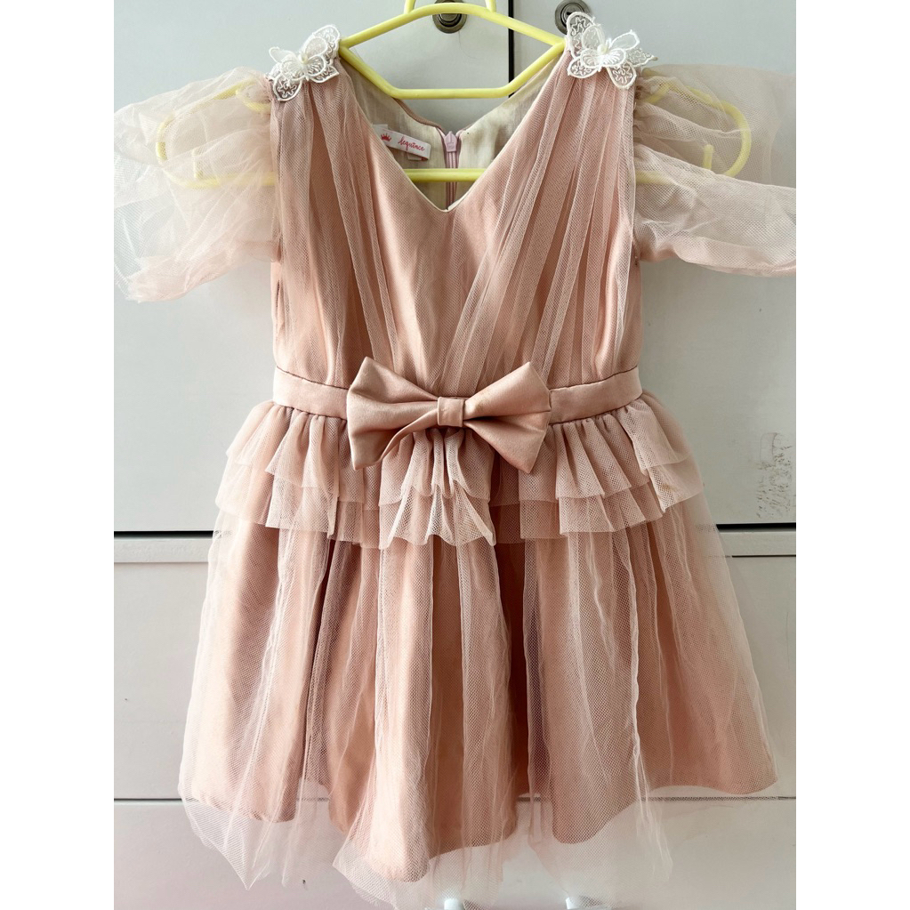Dress Anak Cantik warna Pink Nude Salem color Gaun Cantik Anak 1-2 tahun