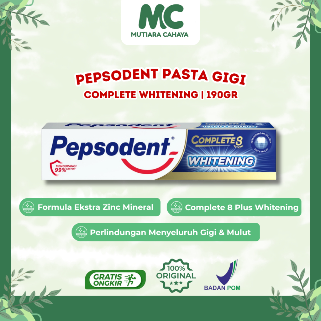 MC Official - Pepsodent Pasta Gigi Complete Whitening 190gr | Pepsodent Pasta Gigi