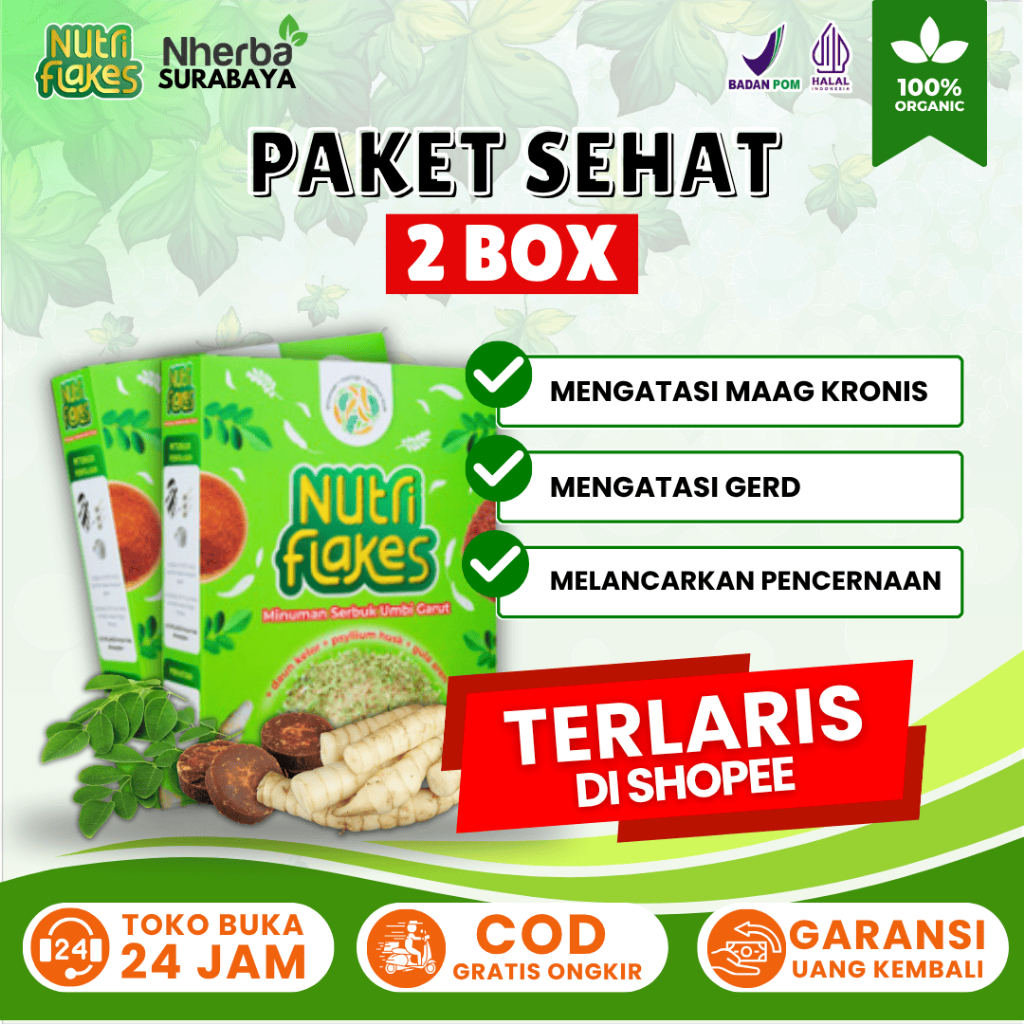 

Nutriflakes Paket 2 Box - Lebih Ampuh Mengatasi Asam Lambung, Maag, Dan Gerd