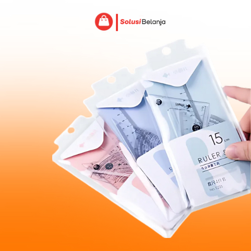 

Penggaris Set 4 In 1 / Perlengkapan Sekolah Menggambar Motif Polos / Ruller Set Transparant / Penggaris Bening Y3540