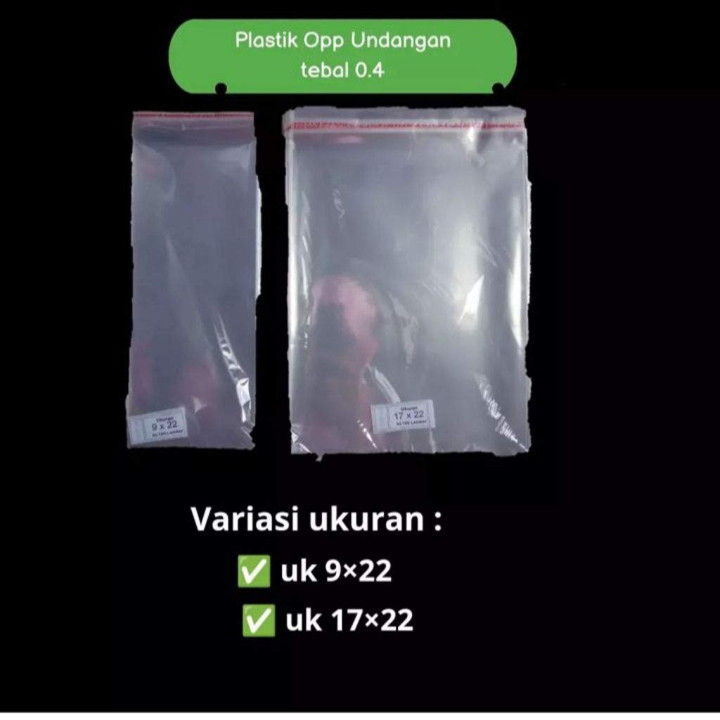 Plastik Opp Uk. 9x22, 16x25, 17x22 Plastik Opp Undangan Bungkus Aksesories