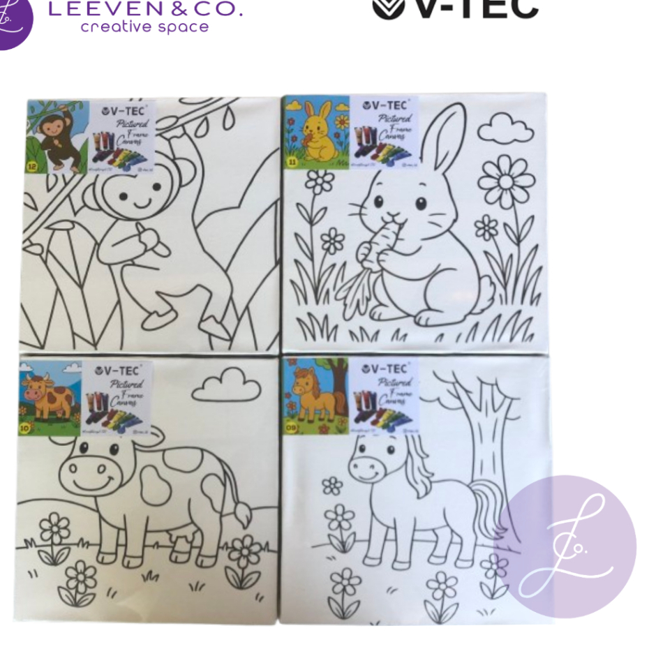 

V TEC KANVAS BINGKAI BERGAMBAR 25X25 KARAKTER ANIMAL