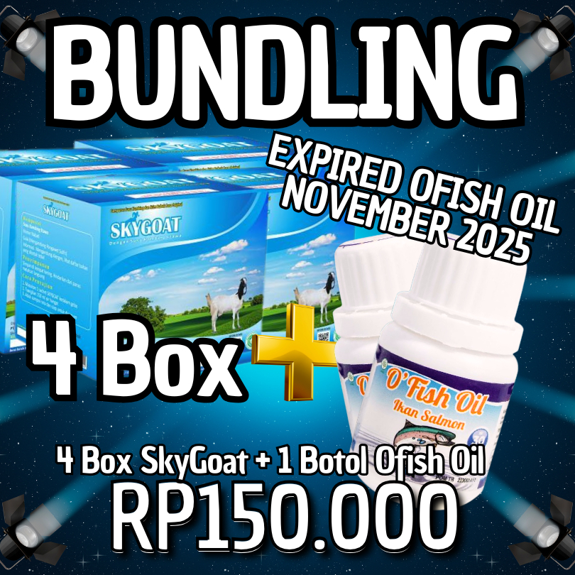 

Bundling 4 Box SkyGoat Original & O’Fish Oil Salmon – Nutrisi Otak & Tulang Alami