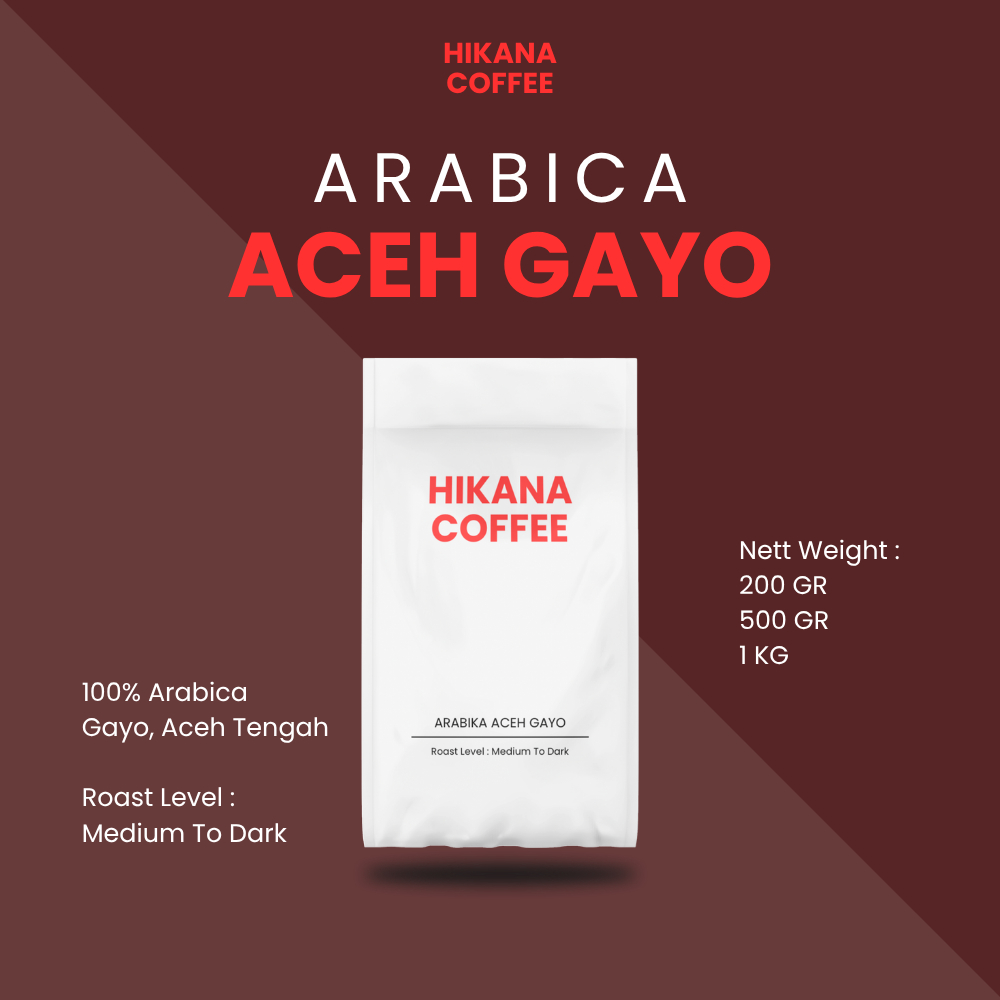 

Hikana Coffee - Kopi Arabika Aceh Gayo / Biji Kopi Bubuk Arabika Gayo / Kopi Arabica Gayo Medium To Dark Roast / Hikana Coffee