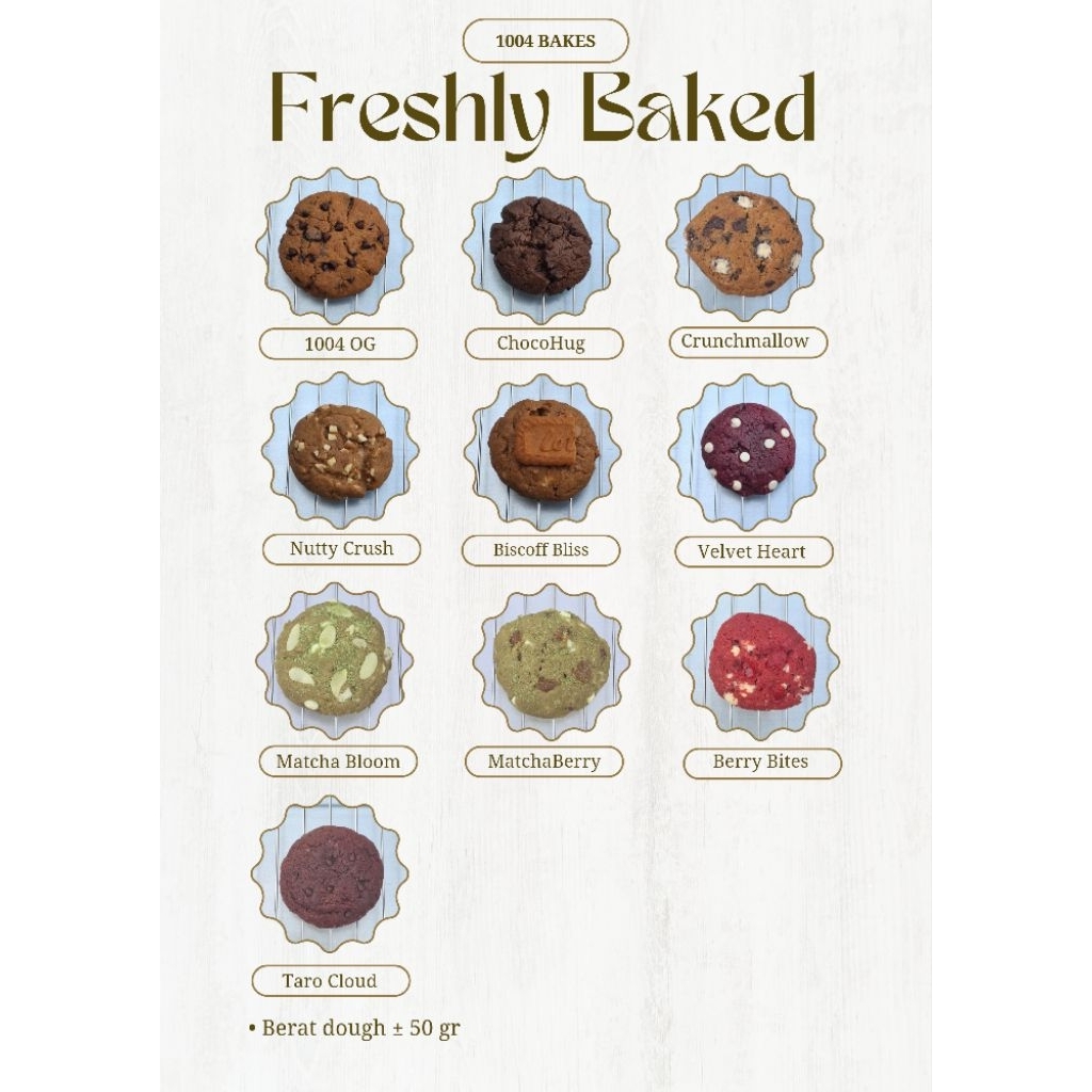 

Soft Cookies Homemade 50gr – Banyak Varian Rasa | Fresh Baked | 1004 Bakes [Min. beli 2 pcs]