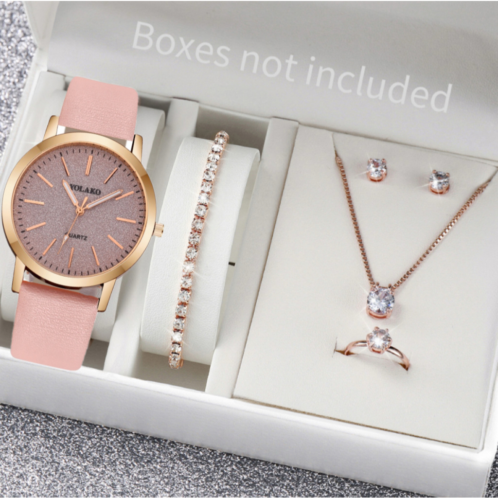 cuci gudang 5pcs jam tangan kuarsa wanita penunjuk flash sederhana dial besar tali kulit pu jam