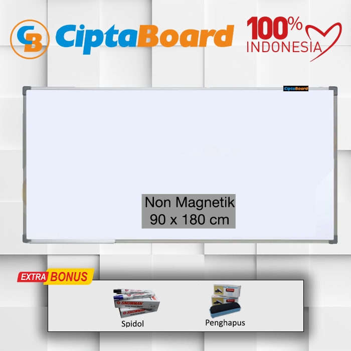 

Papan tulis / Whiteboard / Papan board / Mading / Whiteboard gantung Non magnet 90 x 180 cm