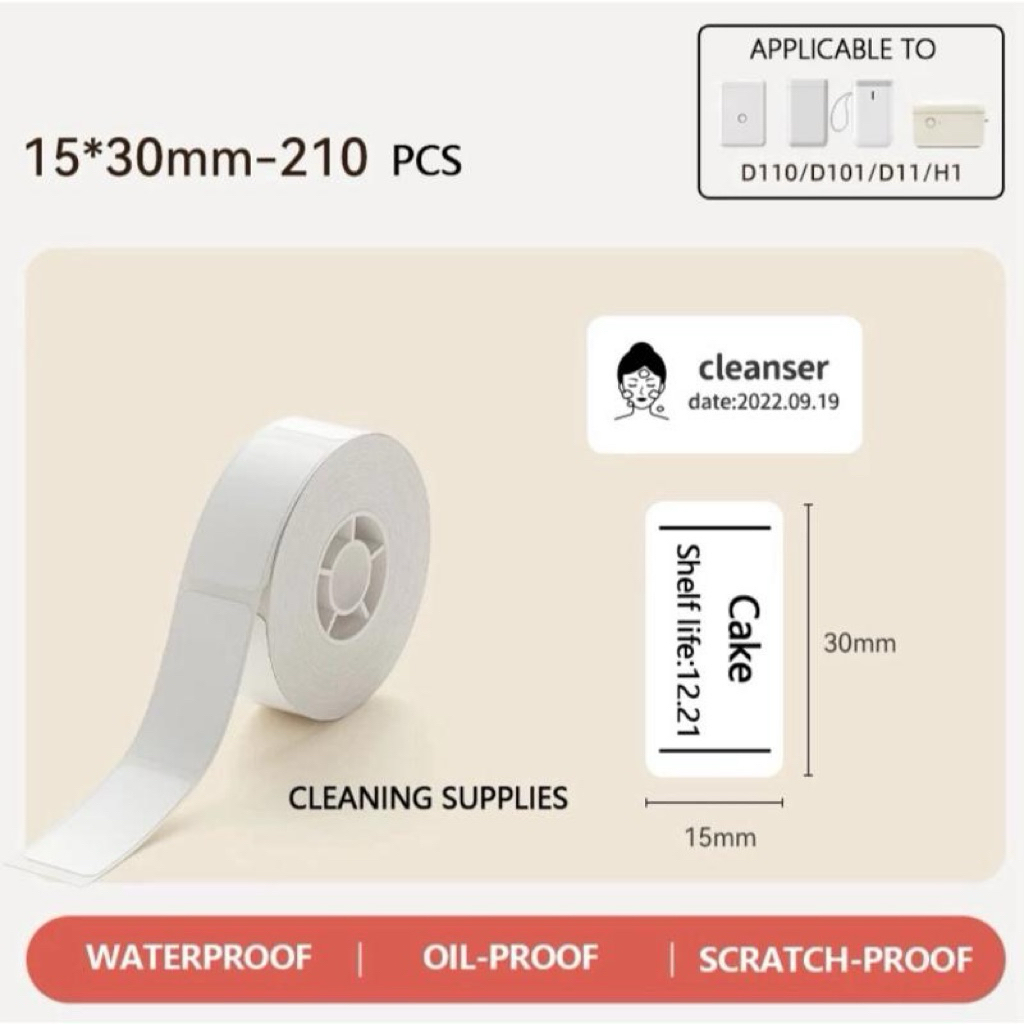 

White Thermal Label Printer Sticker Niimbot D11 D110 Refill Label Niimbot - Plain White - 15mm x 30mm - 12mm x 22mm - 12.5mm x 37mm