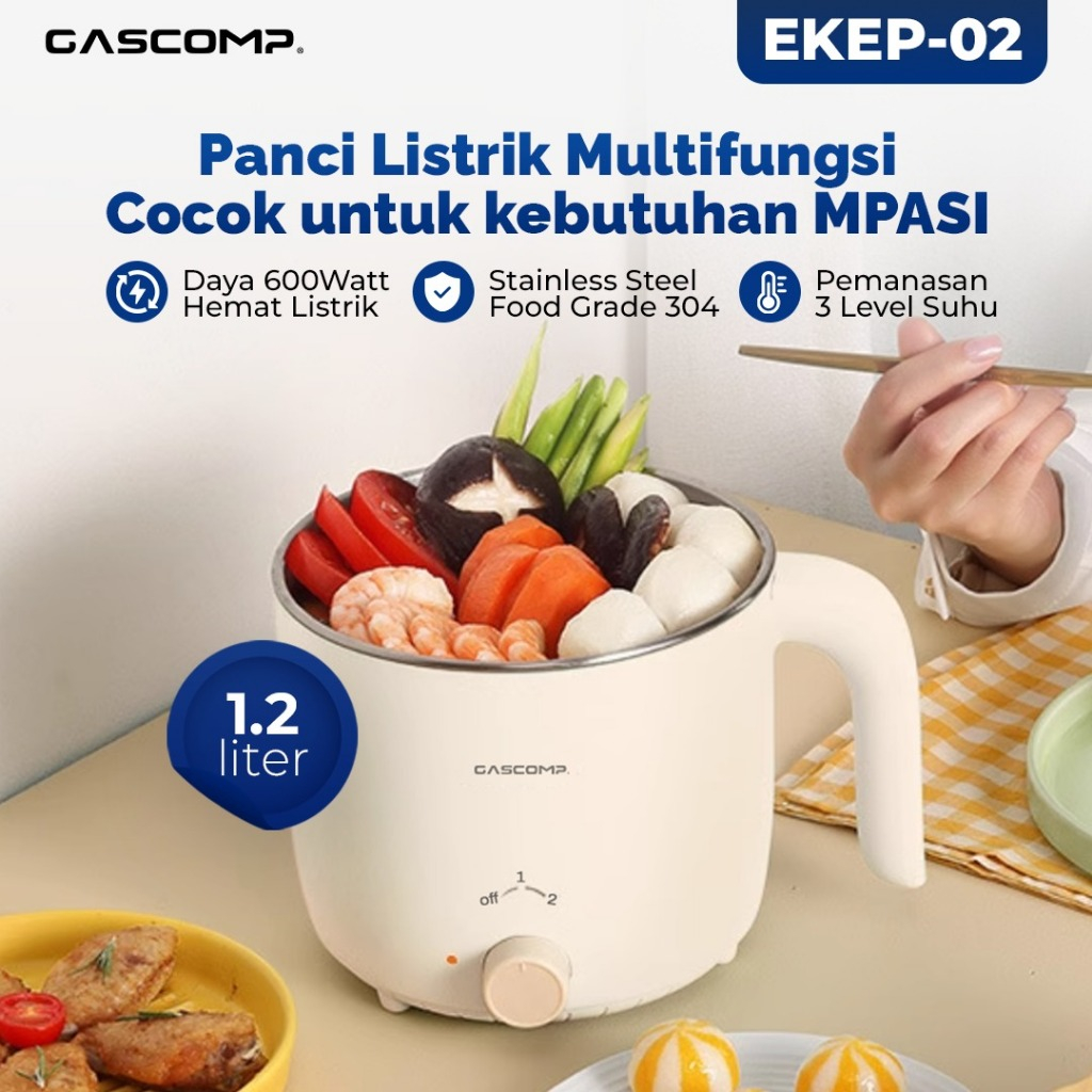GASCOMP Panci Listrik Serbaguna EKEP-02 | Cocok Anak Kos, MPASI Traveling, Dapur Kecil, Low Watt 600