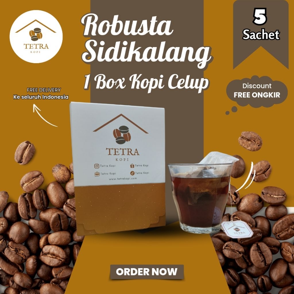 

TetraKopi Robusta Sidikalang Celup & Drip Coffee 5 pcs 1 box