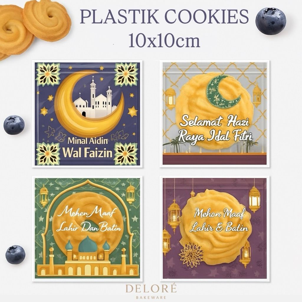 

DELORÉ 100pcs Plastik Opp Snack Lebaran / Plastik Kemasan Idul Fitri Bingkisan Kue Cookies Lebaran / Plastik Acara Party Eid Mubarak / Ramadan Kareem / Plastik Selamat Hari Raya Idul Fitri Mesjid Bingkisan Anak Cewek Cowok