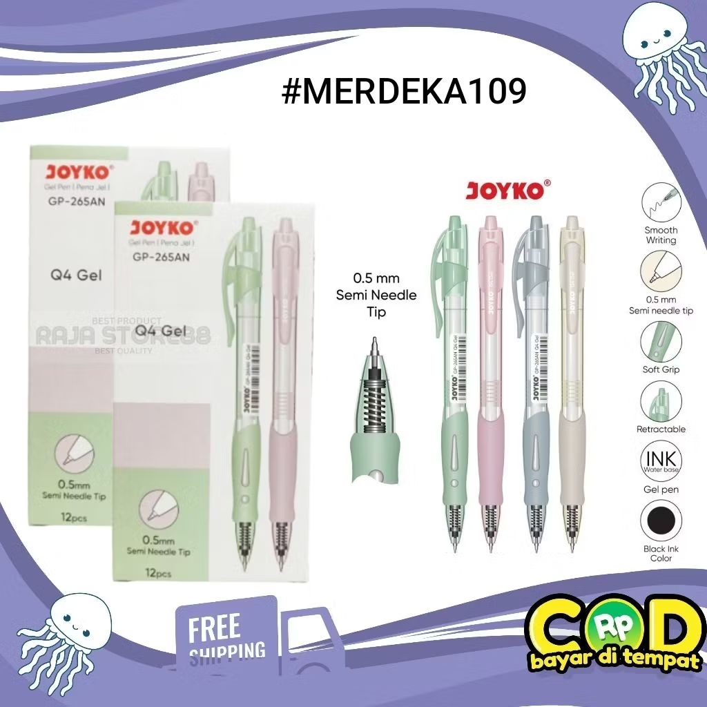

Pulpen Pen Cetek Pastel Joyko GP-625AN Q4 Pena Q-Gel Pastel 0.5 mm