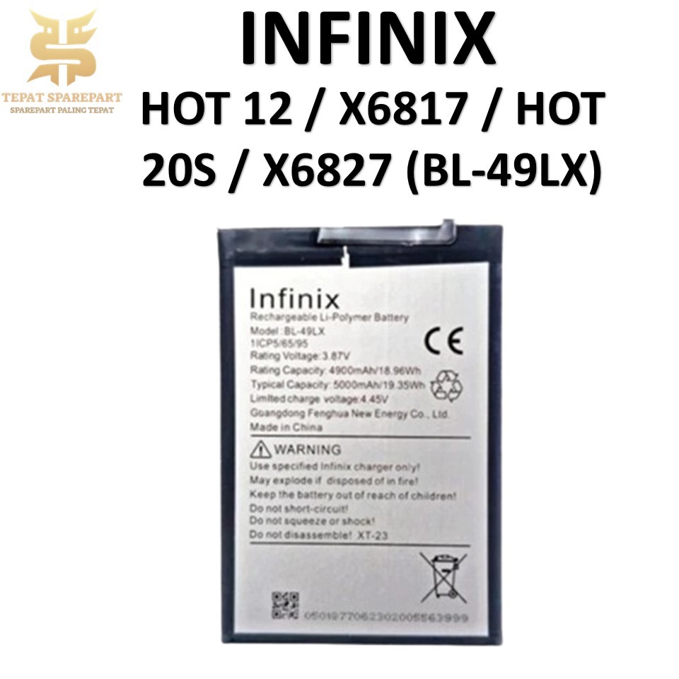BATERAI INFINIX BL-49LX Infinix HOT 12 X6817 / HOT 12I X665 / HOT 20S X6827 Batre Batrai Baterai ORI